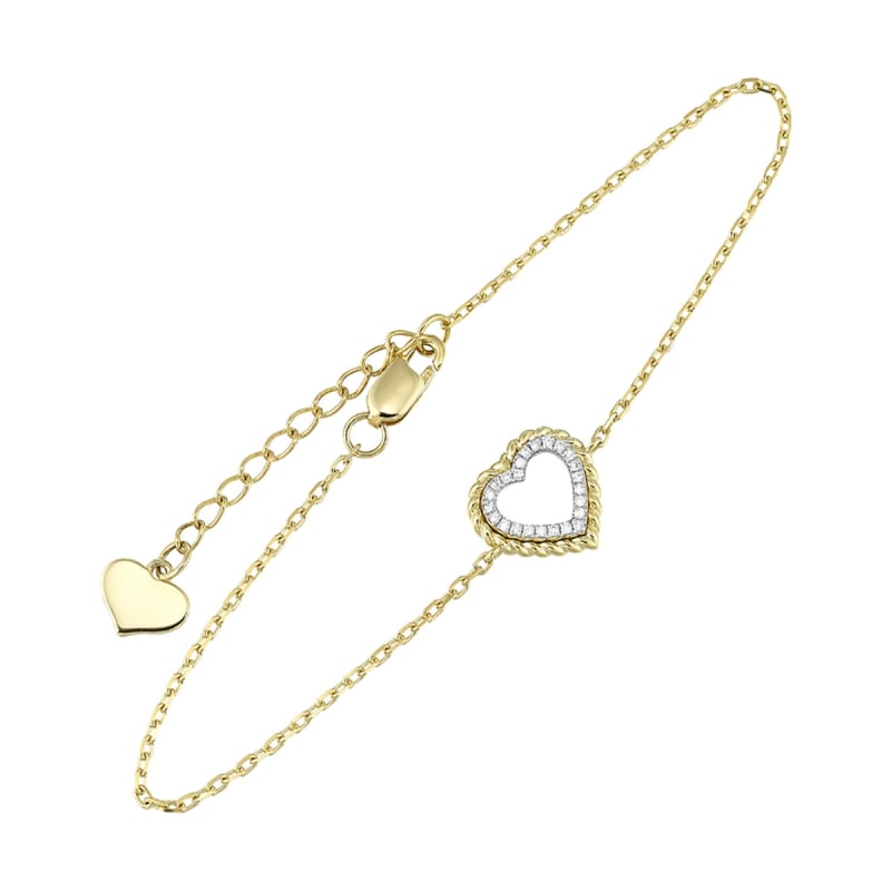 Diamond Heart Bracelet in 14K Yellow Gold