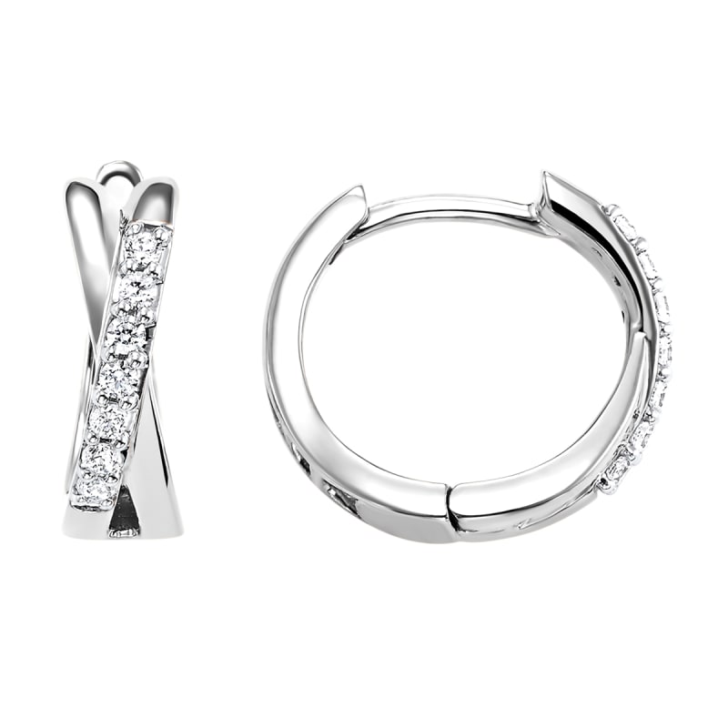 Diamond X 14K White Gold Diamond Hoops