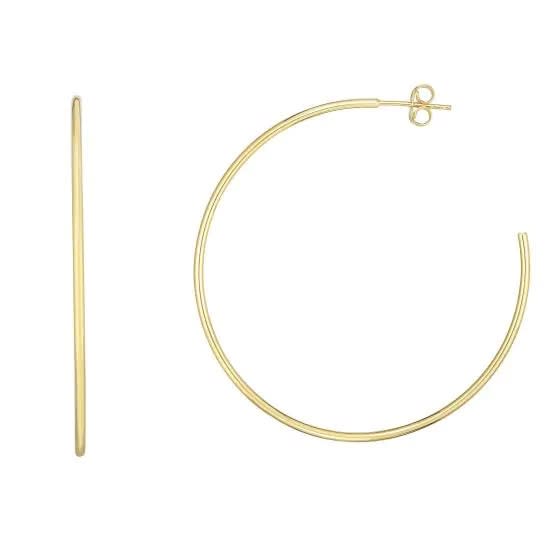 14K Yellow Gold 1.5x50mm C Hoop with Push Back Closure
