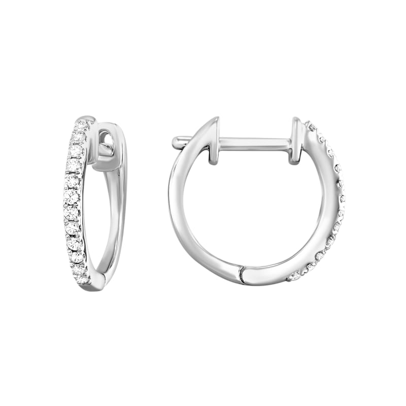 1/10CT Diamond Hoop Earrings 10K White Gold