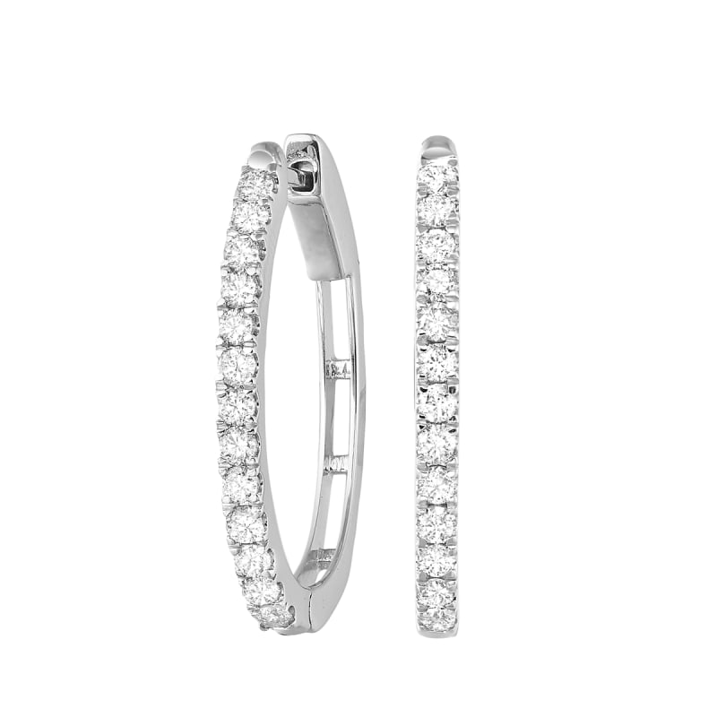 1 carat diamond hoop earrings in 14k white gold