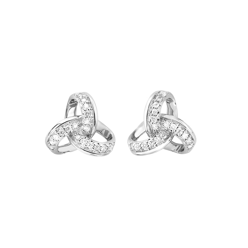 Diamond Love Knot Earrings 10K White Gold