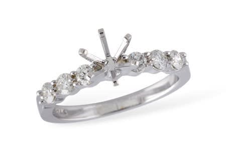 Straight Line Diamond Semi-Mount 14K White Gold