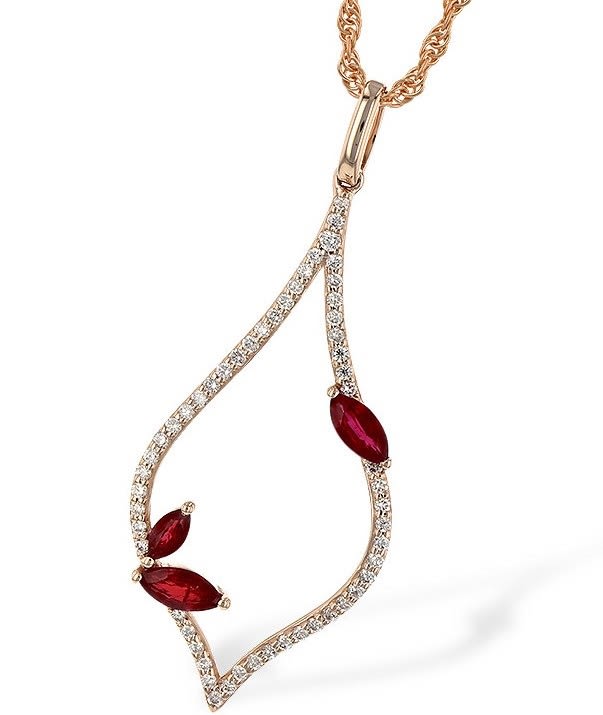 Ruby & Diamond Pendant 14K Yellow Gold