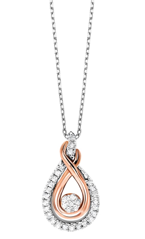 Rose Gold & Sterling Silver Diamond Pendant
