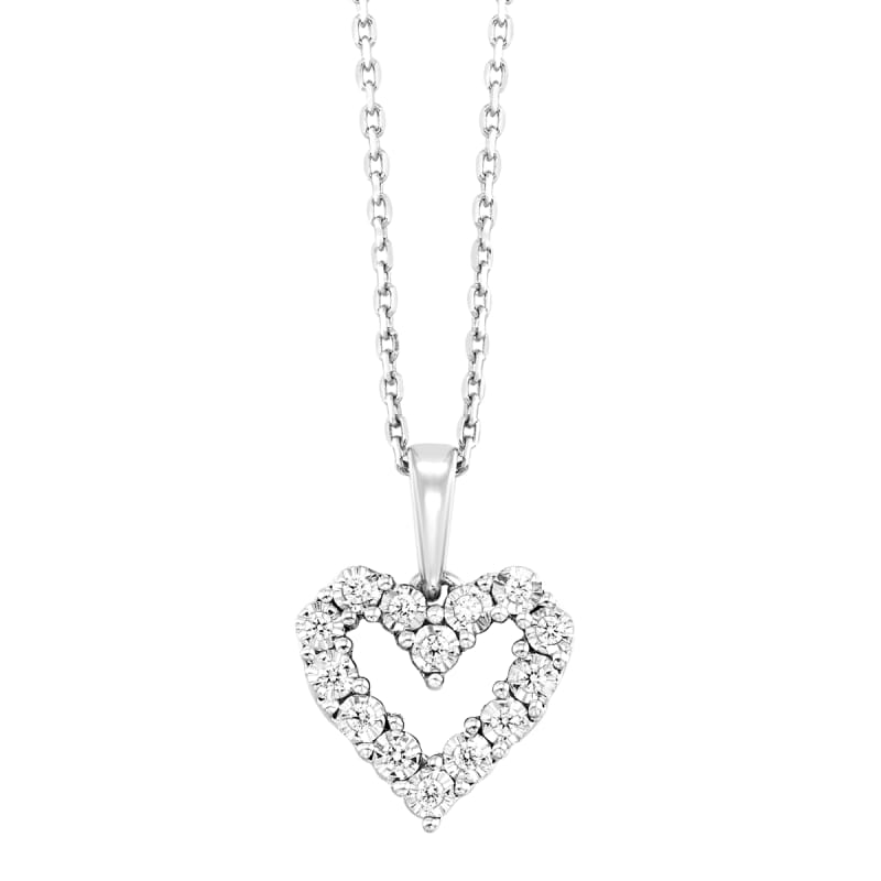 Diamond Heart Pendant Sterling Silver 1/10ct Total Diamond Weight