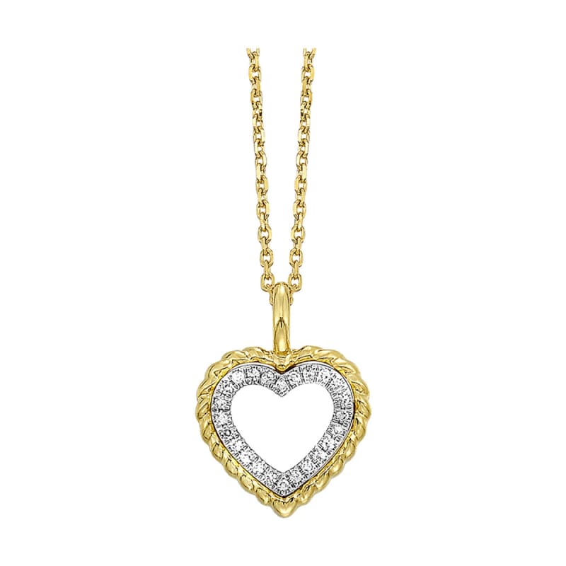 Diamond Heart Pendant in 14K Yellow Gold