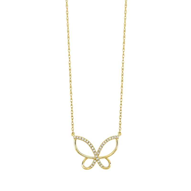 diamond butterfly pendant .10ct in 10K yellow gold with 17 inch chain from Payne Jewelry