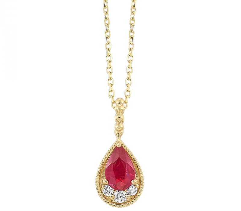 Ruby & Diamond Pendant in 10K Yellow Gold