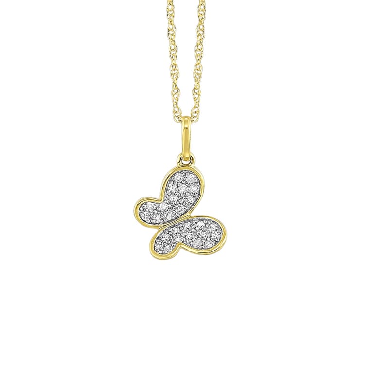 Diamond Butterfly Pendant 10K Yellow Gold .10ct tw.