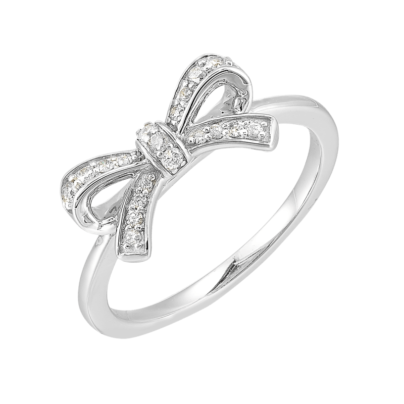 Dainty Diamond Bow Ring in 10K White Gold