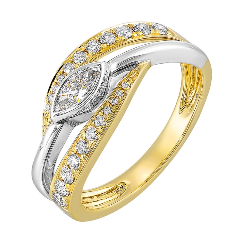 Two Tone Diamond Marquise Band 1/2 ct Total Weight