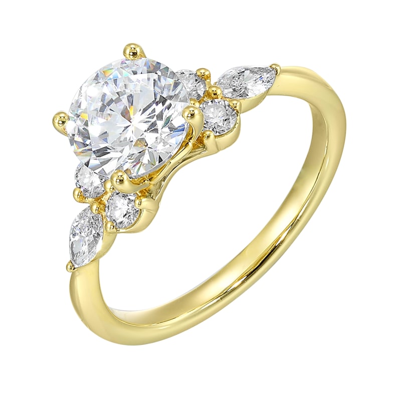 14Kt Yellow Semi Mount 3/8Ctw For 1 1/2Ctw Round Center