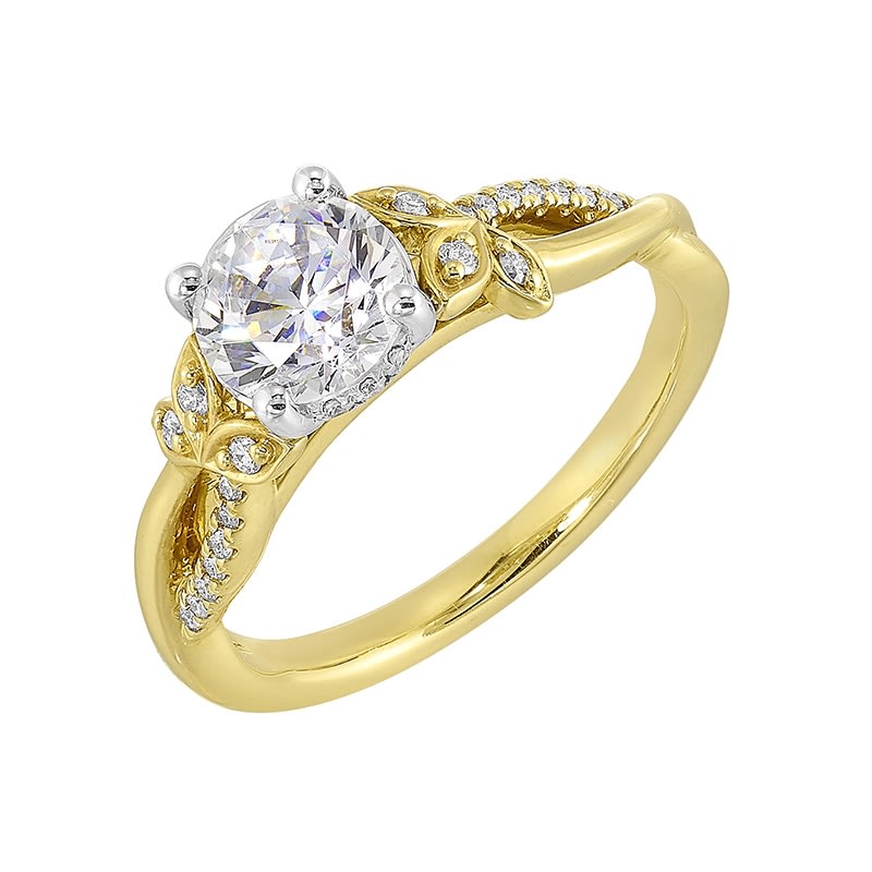 14K Yellow Gold Semi for 1ct Round Stone
