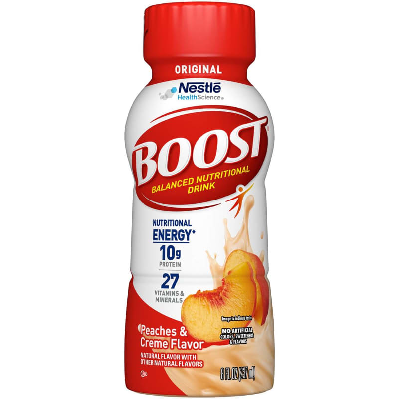 Nestle Clinical Nutritional BoostÂ® Original Peaches and Creme Balanced Nutritional Drink, 8-ounce bottle
