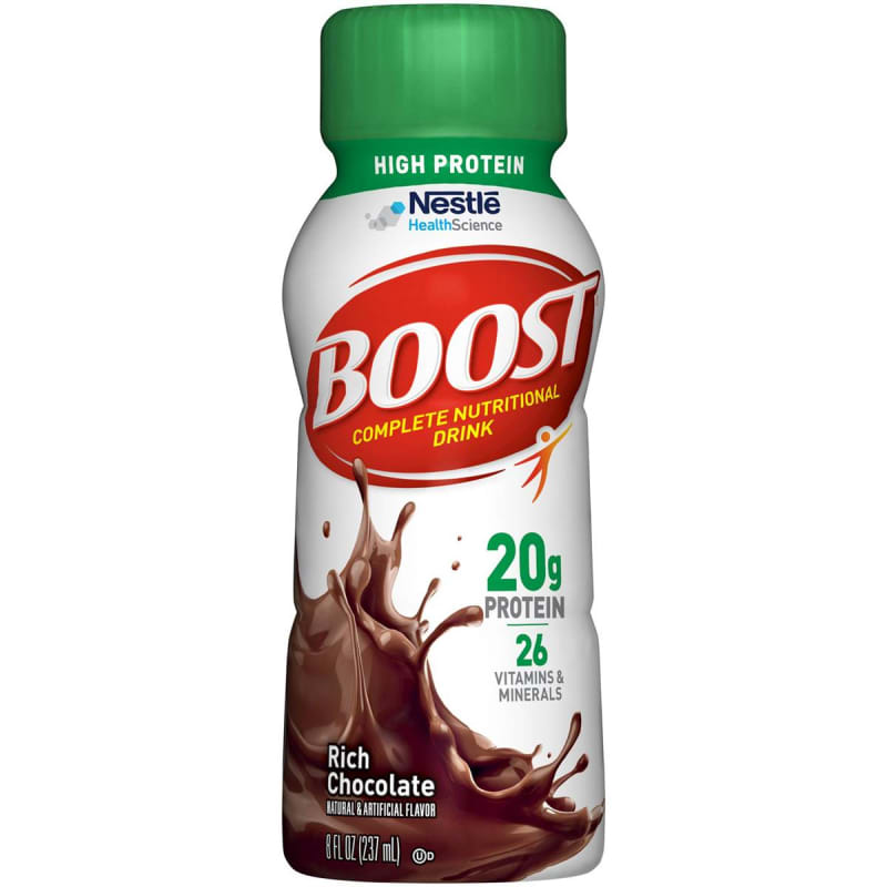 Nestle Clinical Nutritional BoostÂ® High Protein Chocolate Complete Nutritional Drink, 8-ounce bottle