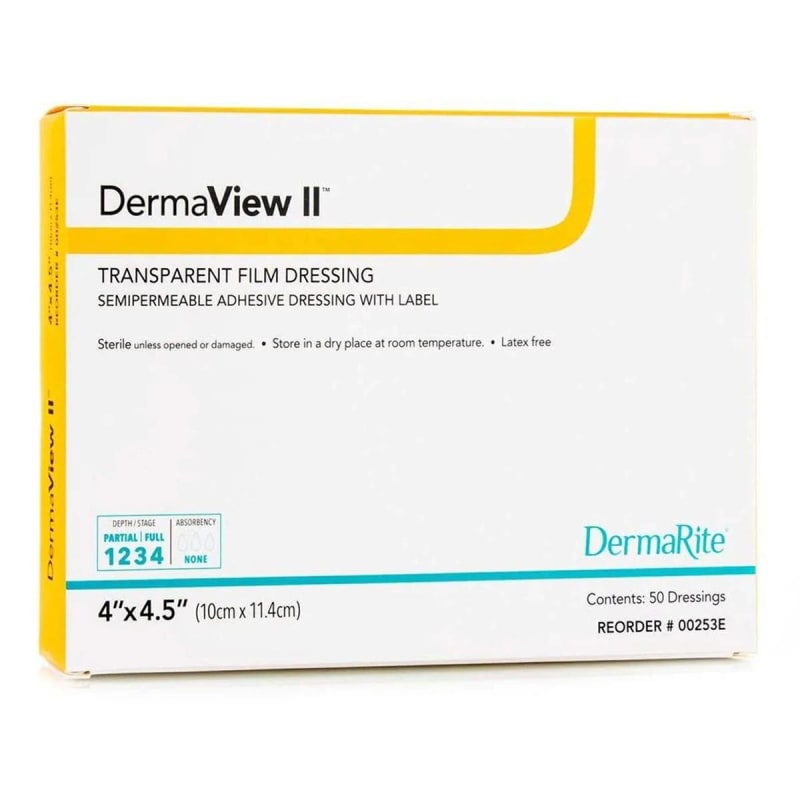 Sion Brands LLC DermaView IIâ„¢ Transparent Film Dressing with Border, 4 x 4.5 Inch