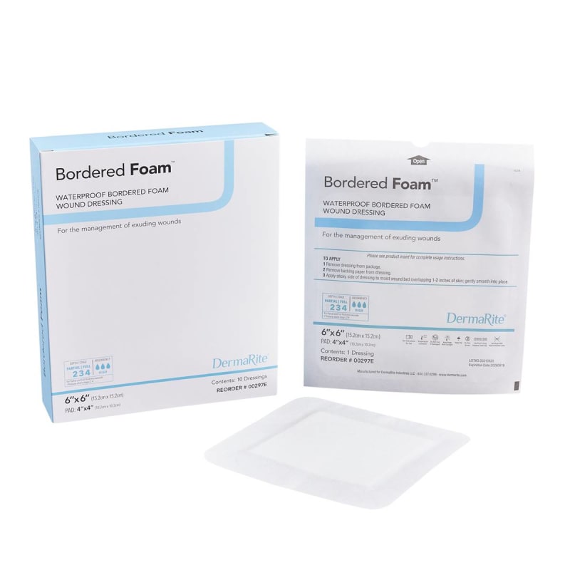 Sion Brands LLC BorderedFoamÂ® Adhesive with Border Foam Dressing, 6 x 6 Inch