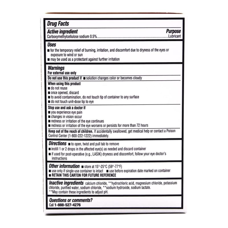 Major Pharmaceuticals RugbyÂ® 0.5% Carboxymethylcellulose Sodium Lubricant Eye Drops, Single Use Vials