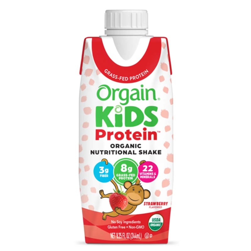 Nestle Healthcare Nutrition Pediatric Oral Supplement OrgainÂ® Kids Proteinâ„¢ Organic Nutritional Shake Strawberry Flavor 8.25 oz. Carton Liquid Protein
