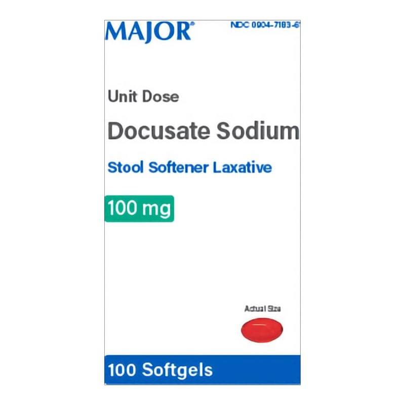 Major Pharmaceuticals Stool Softener Capsule 100 per Box 100 mg Strength Docusate Sodium Major Pharmaceuticals Stool Softener Capsule 100 per Box 100 mg Strength Docusate Sodium