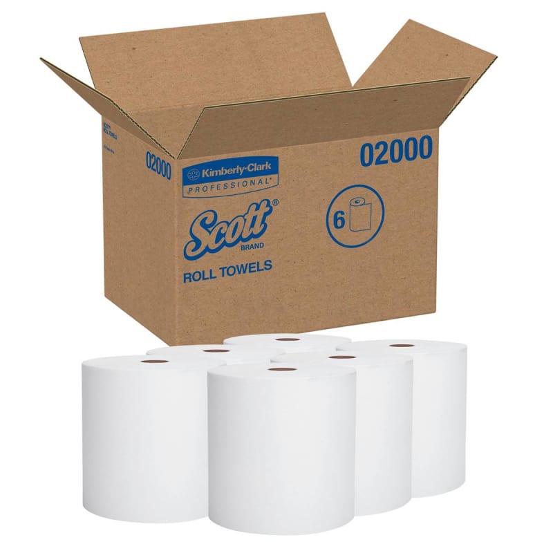 Kimberly Clark Scott Paper Towels, Hardwound, Continuous Roll, 8' x 950'