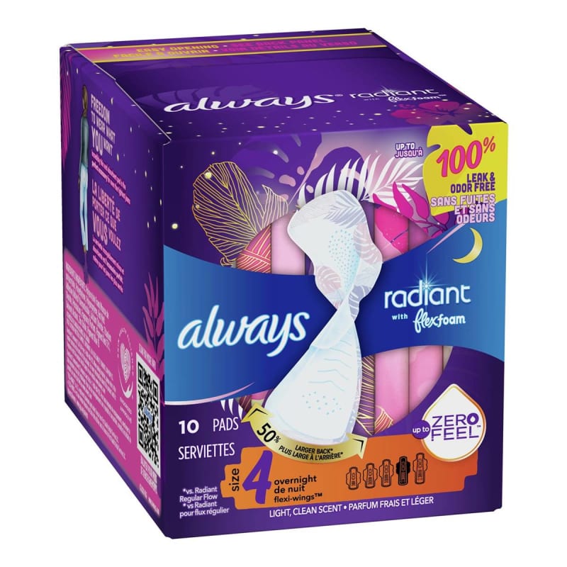 Procter & Gamble AlwaysÂ® Radiant Overnight Pads, Size 4