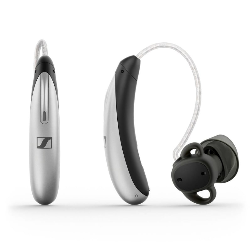 Sonova Consumer Hearing USA LLC Sennheiser All-Day Clear Slim OTC Hearing Aid, Silver / Black