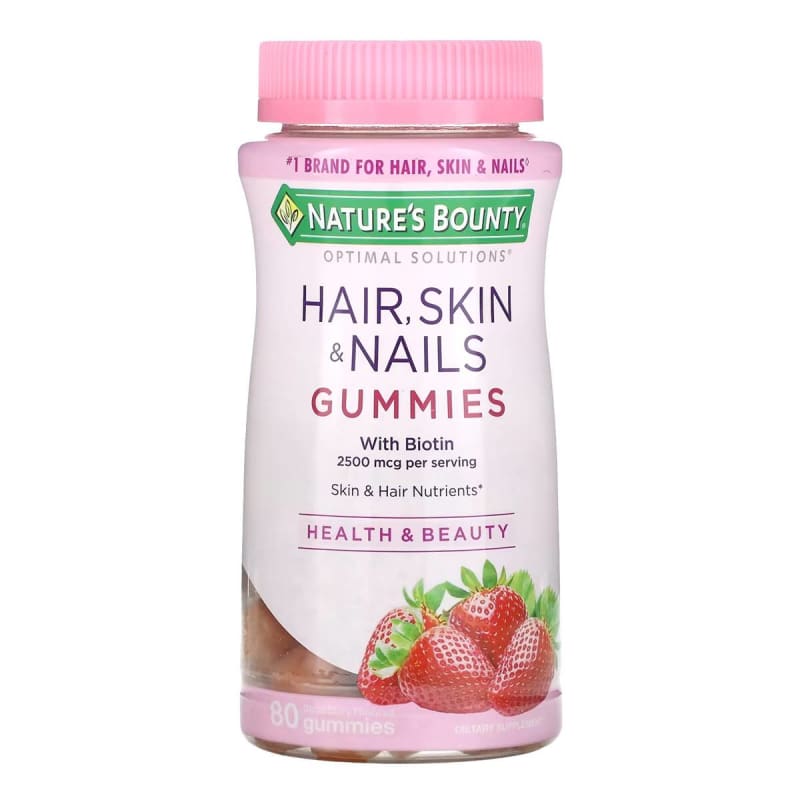 US Nutrition Nature's BountyÂ® Optimal Solutions Hair, Skin & Nails w/ Biotin Strawberry Gummy