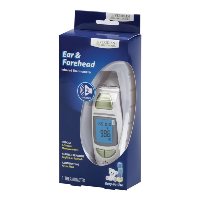 Veridian Healthcare LLC Veridian Infrared Thermometer, Tympanic Ear Digital Talking Thermometer