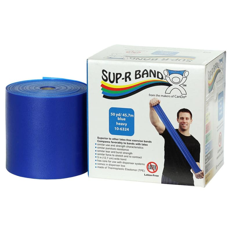 Fabrication Enterprises Sup-R BandÂ® Exercise Resistance Band, Blue, 5 Inch x 50 Yard, Heavy Resistance