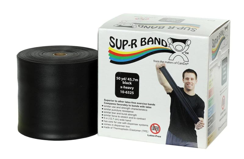 Fabrication Enterprises Sup-R BandÂ® Exercise Extra-Heavy Resistance Band, Black, 5 Inch x 50 Yard