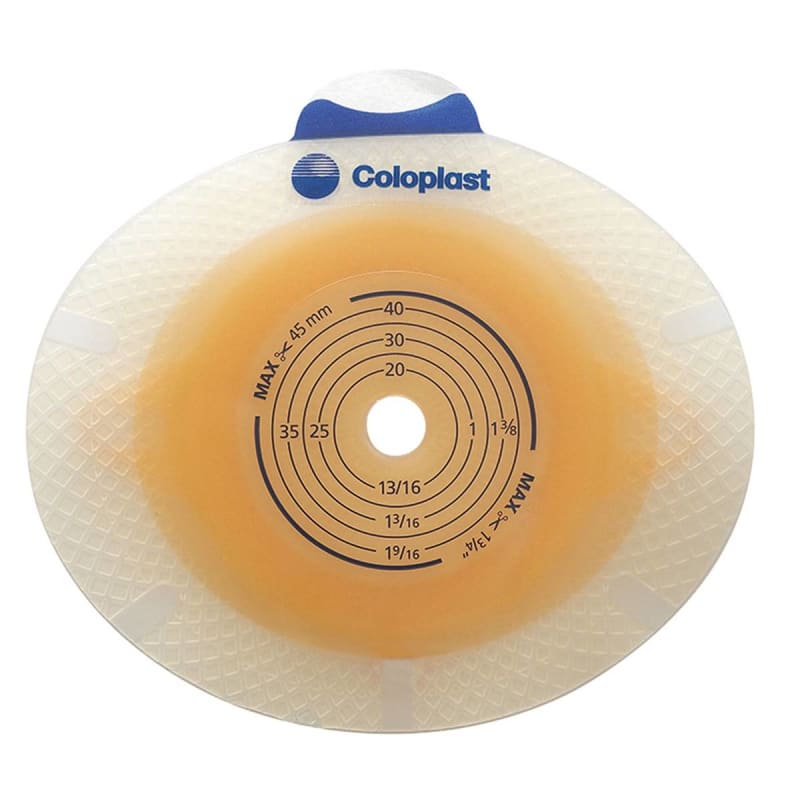 Coloplast SenSuraÂ® Click Flat Ostomy Barrier, Trim to fit 10 â€“ 55 Stoma Opening, Blue