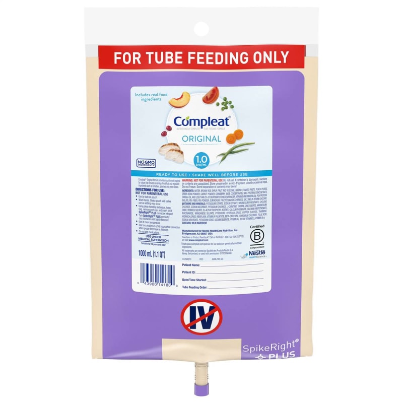 Nestle Healthcare Nutrition Compleat® Original Nutritionally Complete Tube Feeding, 1000 mL Bag Nestle Healthcare Nutrition Compleat® Original Nutritionally Complete Tube Feeding, 1000 mL Bag