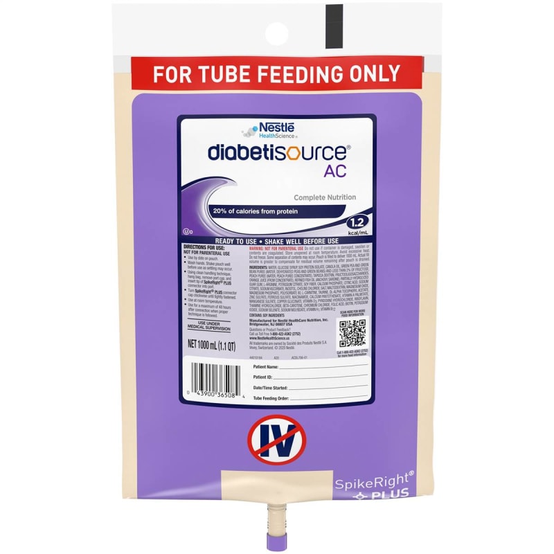 Nestle Healthcare Nutrition DiabetisourceÂ® AC Tube Feeding Formula, 33.8 oz. Bag