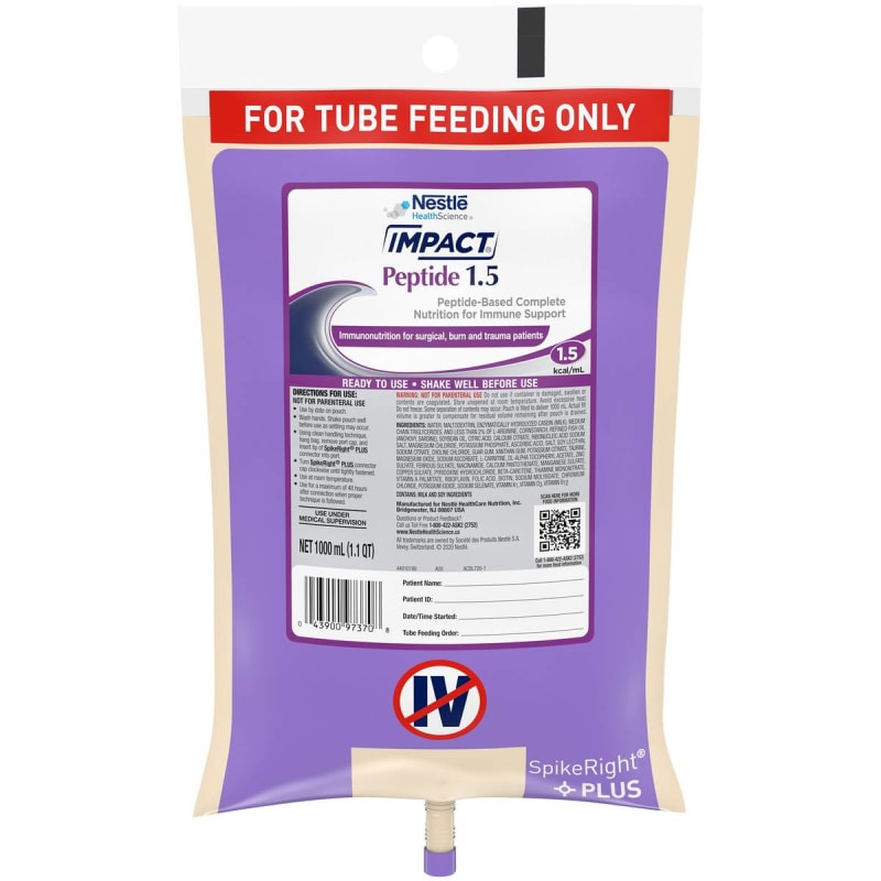 Nestle Healthcare Nutrition ImpactÂ® Peptide 1.5 Tube Feeding Formula, 1 liter Prefilled Container