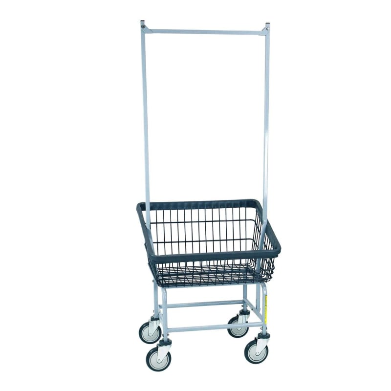 R&B Wire Dura-Sevenâ„¢ Front Load Wire Laundry Cart with Double Pole Rack