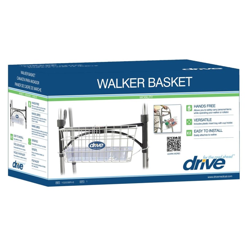 Drive DeVilbiss Healthcare driveâ„¢ Walker Basket, Aluminum, Plastic Insert Included