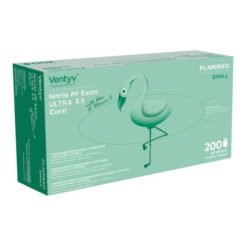 Ventyv Ventyvâ„¢ Ultra 3.5 Coral (Flamingo) Exam Glove, Small, Coral
