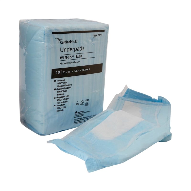 Cardinal Simplicity Extra Underpad, Disposable, 23 x 36 Inch, Moderate Absorbency, Blue