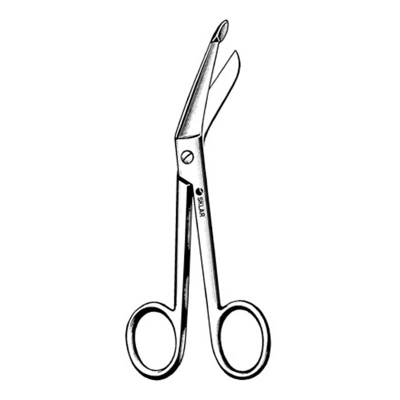 Sklar Bandage Scissors SklarÂ® Lister 5-1/2 Inch Length OR / Surgical Grade German Stainless Steel NonSterile Finger Ring Handle Angled Blunt Tip / Blunt Tip