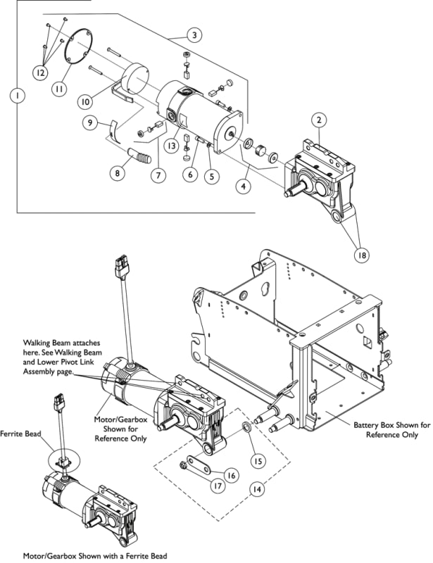 Invacare Motor Assembly Heavy Duty Lt 4-Pole 9153644571