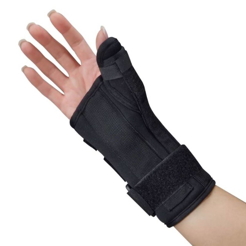 DeRoyal Wrist Brace with Thumb Spica Polyester Foam / Nylon / Tricot Left Hand Black Large