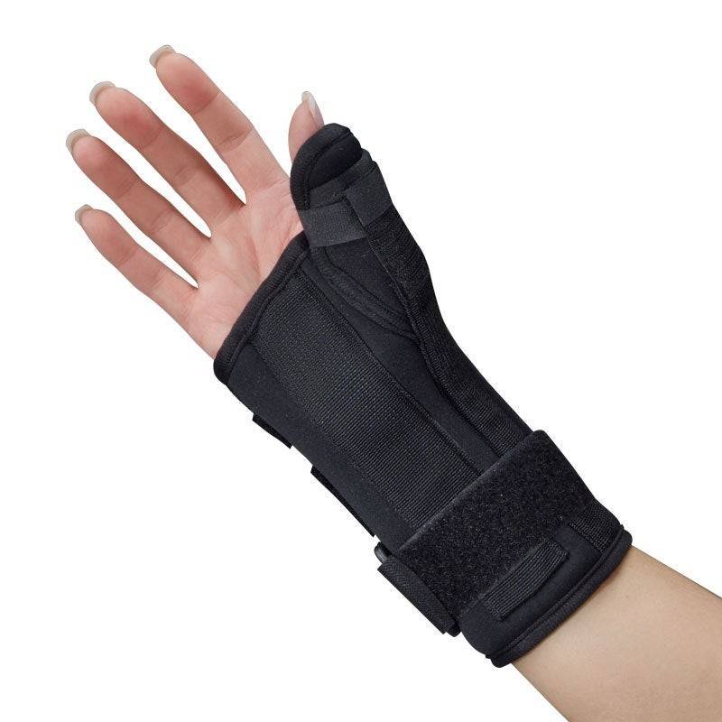 DeRoyal Wrist Brace with Thumb Spica Polyester Foam / Nylon / Tricot Right Hand Black Small