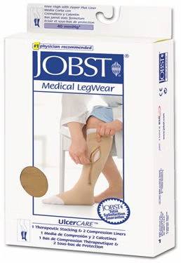 BSN Medical Zippered Compression Stocking and Liner JobstÂ® UlcerCAREâ„¢ Knee High / Left Zipper Medium Beige Open Toe