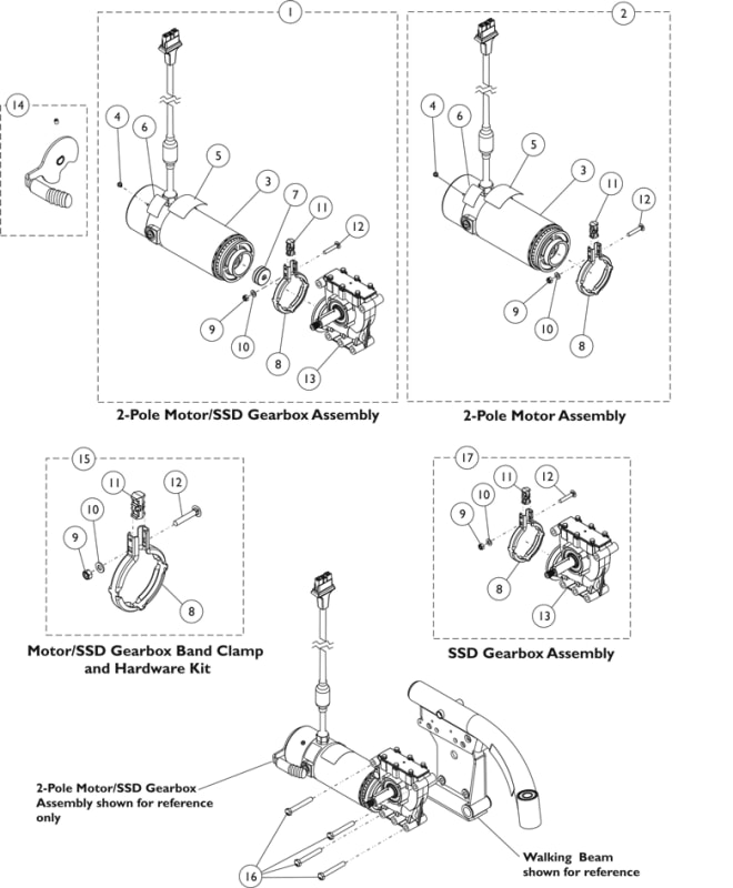 Invacare Kit 2-Pole Low Speed Motor/Gearbox 23/1 SSD - Rt 9153653083