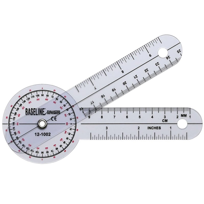 Fabrication Enterprises BaselineÂ® 360Â° Head Plastic Goniometer, 6 Inch Arms