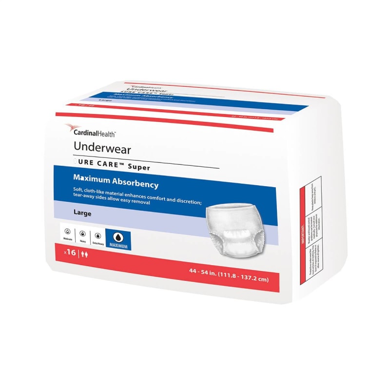 Cardinal Sure Care Protective Incontinence Underwear, Super Absorbent, Unisex, Disposable