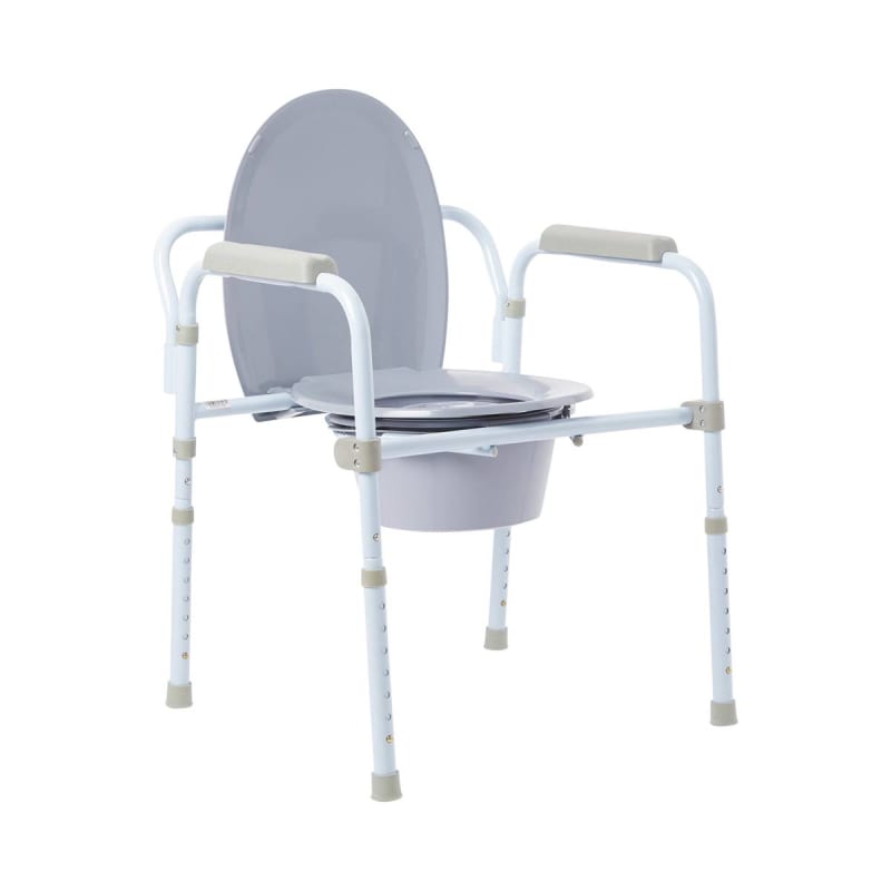 McKesson Folding, Fixed Arm, Steel Commode Chair, 17 â€“ 23 Inch