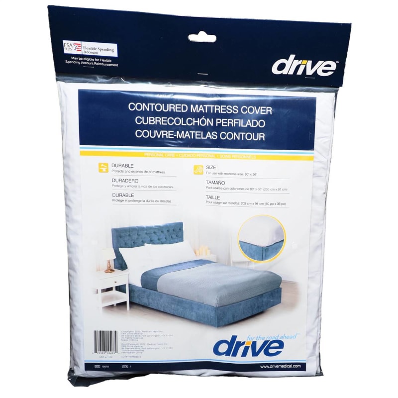 Drive DeVilbiss Healthcare driveâ„¢ Contoured Mattress Cover, 36 x 80 x 6 Inch Drive DeVilbiss Healthcare driveâ„¢ Contoured Mattress Cover, 36 x 80 x 6 Inch